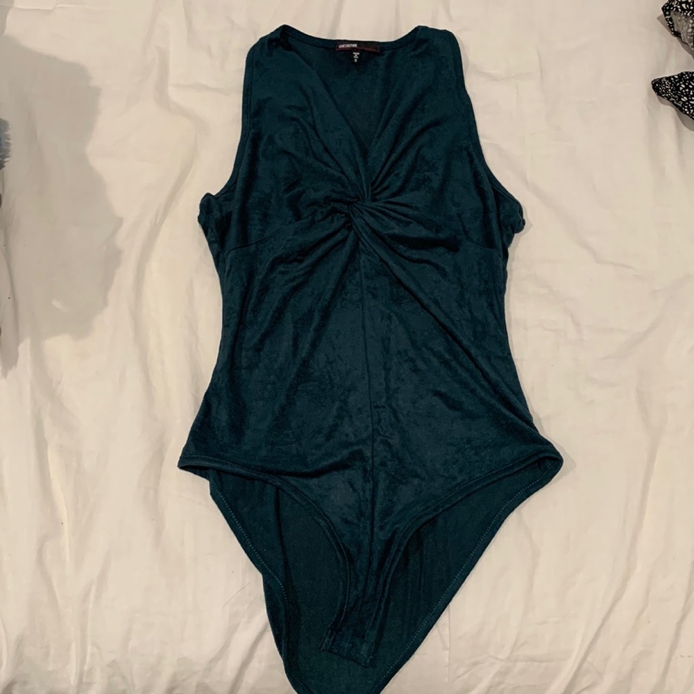 Suede blue/green bodysuit